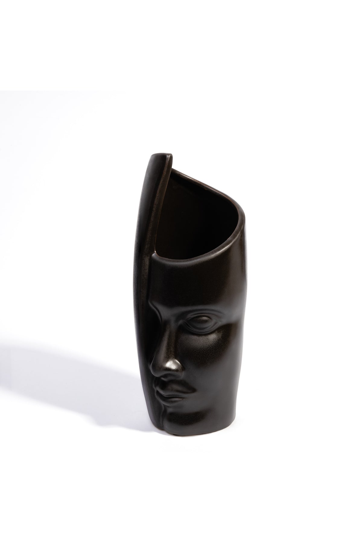 Vază Modernă Minimalistă din Ceramica, Chip Abstract , 29 cm - Negru