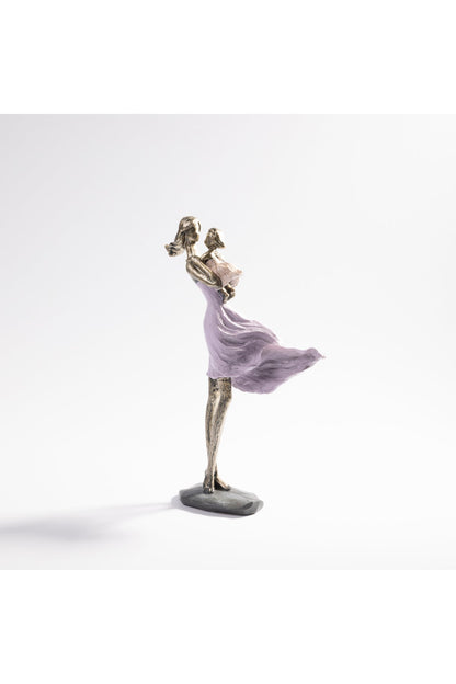 Figurină decorativă mamă cu copil, statuetă elegantă 31 cm