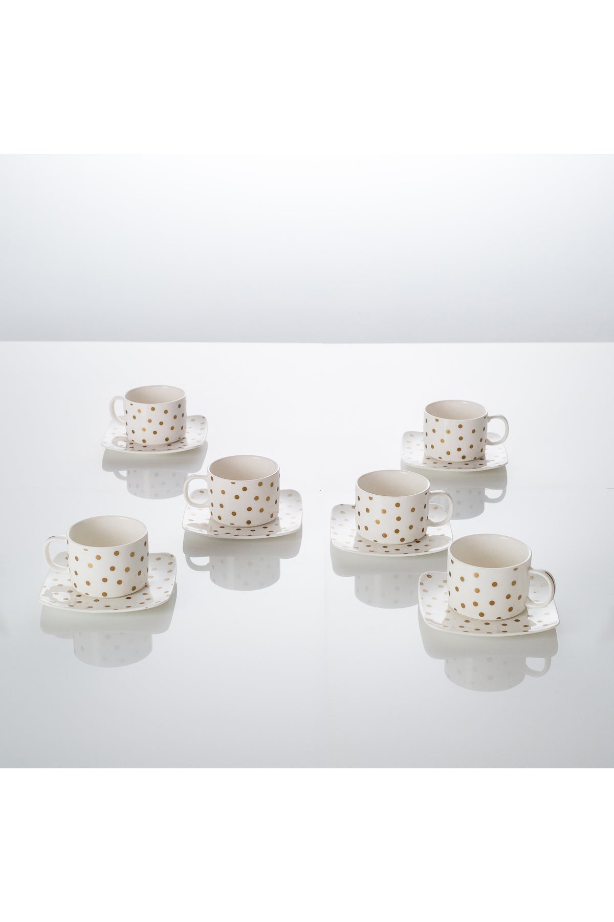Set de 6 cești cu 6 farfurioare, 180 ml - Dotted Collection
