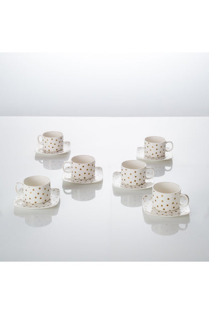 Set de 6 cești cu 6 farfurioare, 180 ml - Dotted Collection