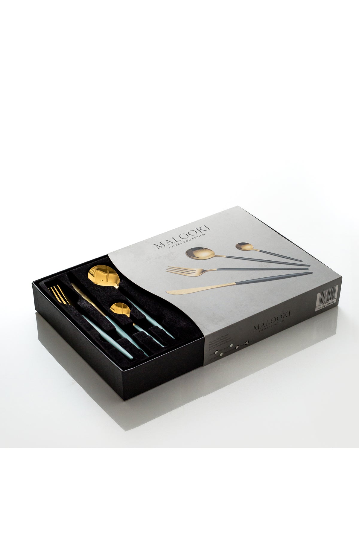 Set tacâmuri 24 piese inox 18/10 auriu bicolor – linguri, furculițe, cuțite