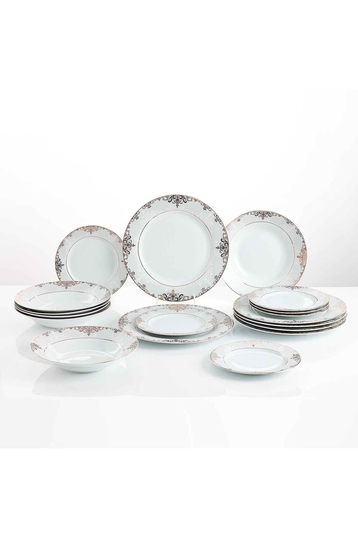 Serviciu de Masă 6 persoane Imperial Gold Medallion din Porțelan , 18 Piese, Design Baroc Regal