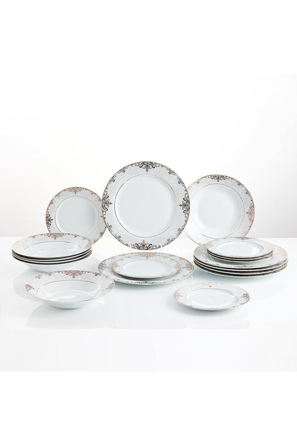 Serviciu de Masă 6 persoane Imperial Gold Medallion din Porțelan , 18 Piese, Design Baroc Regal