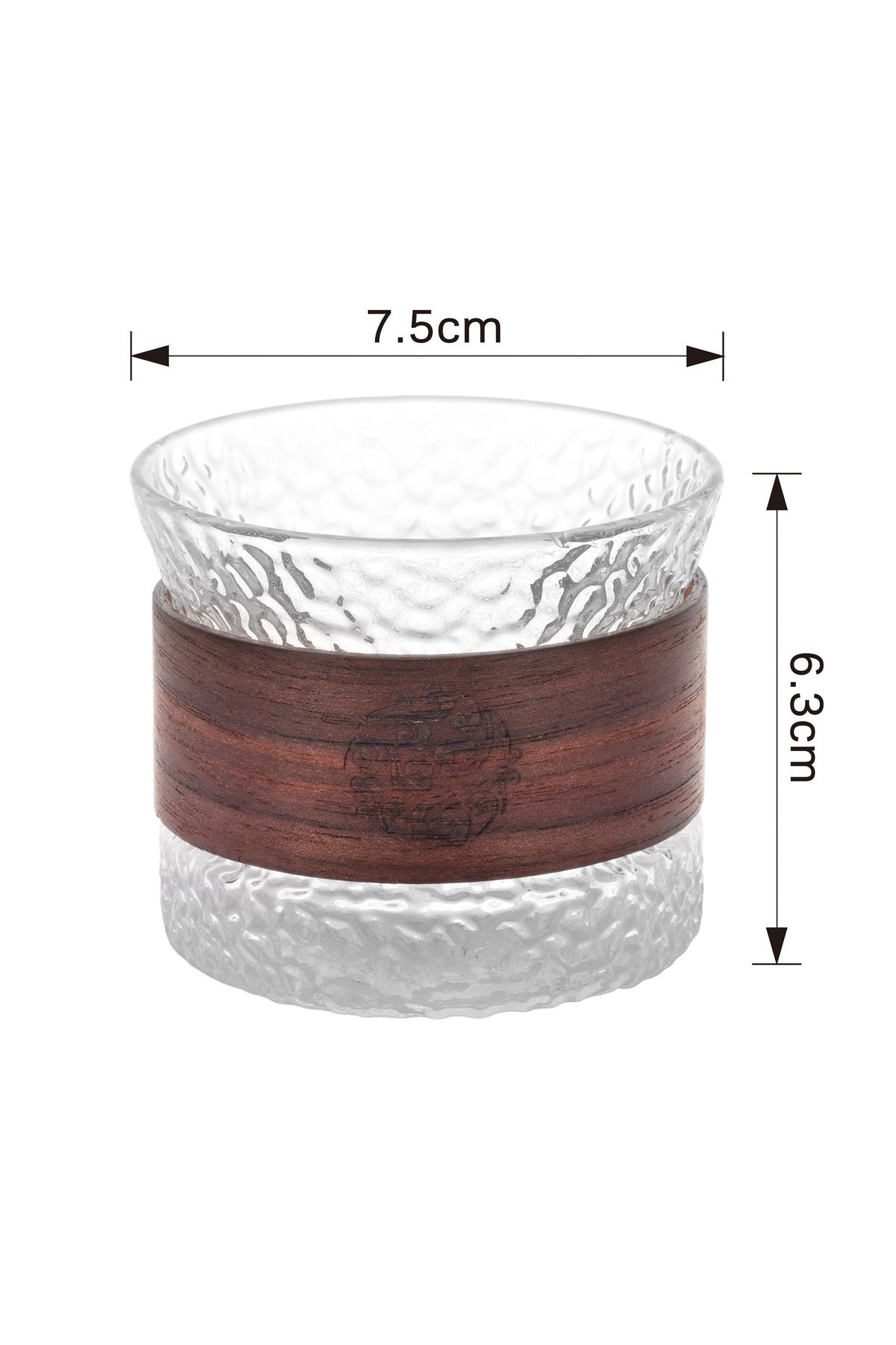Ceașcă din Sticlă Texturată cu Protecție din Lemn, Design Japonez Zen, 150 ml