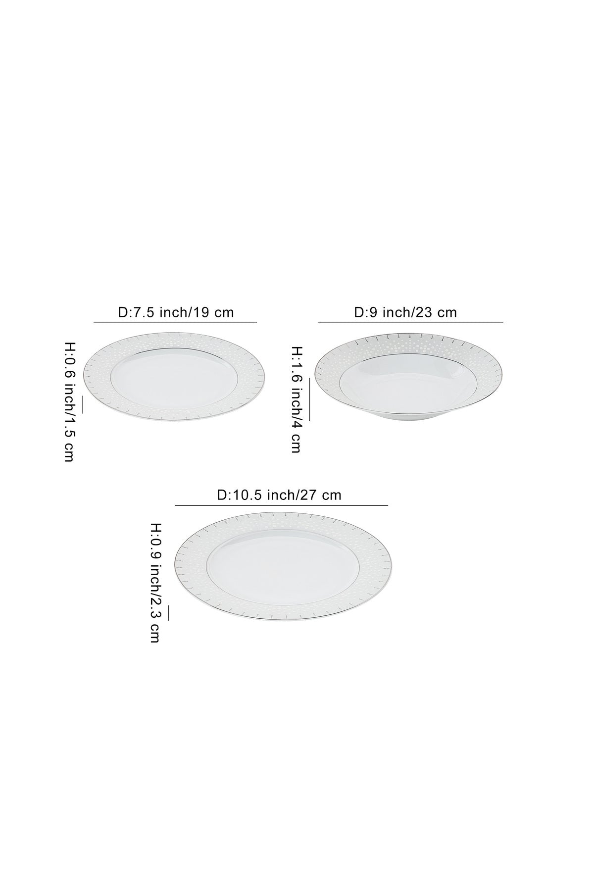 Serviciu de Masă 6 persoan Starlight Silver din Porțelan 18 Piese, Design Modern și Bordură Arginti