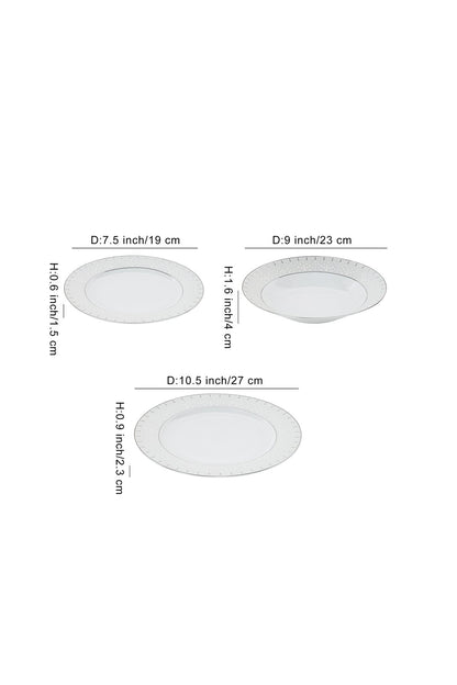 Serviciu de Masă 6 persoan Starlight Silver din Porțelan 18 Piese, Design Modern și Bordură Arginti
