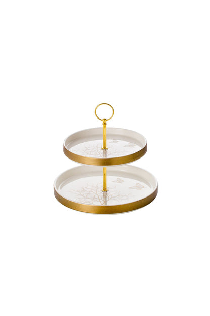 Suport Prăjituri Etajat din Porțelan, 2 Niveluri, 25 cm - Lifetree collection