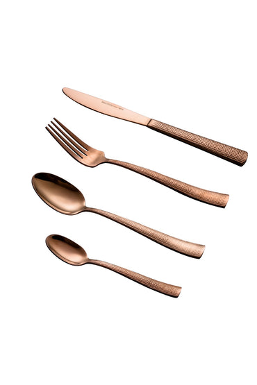 Set Tacâmuri 24 Piese pentru 6 persoane, Inox premium – Cupru Texturat