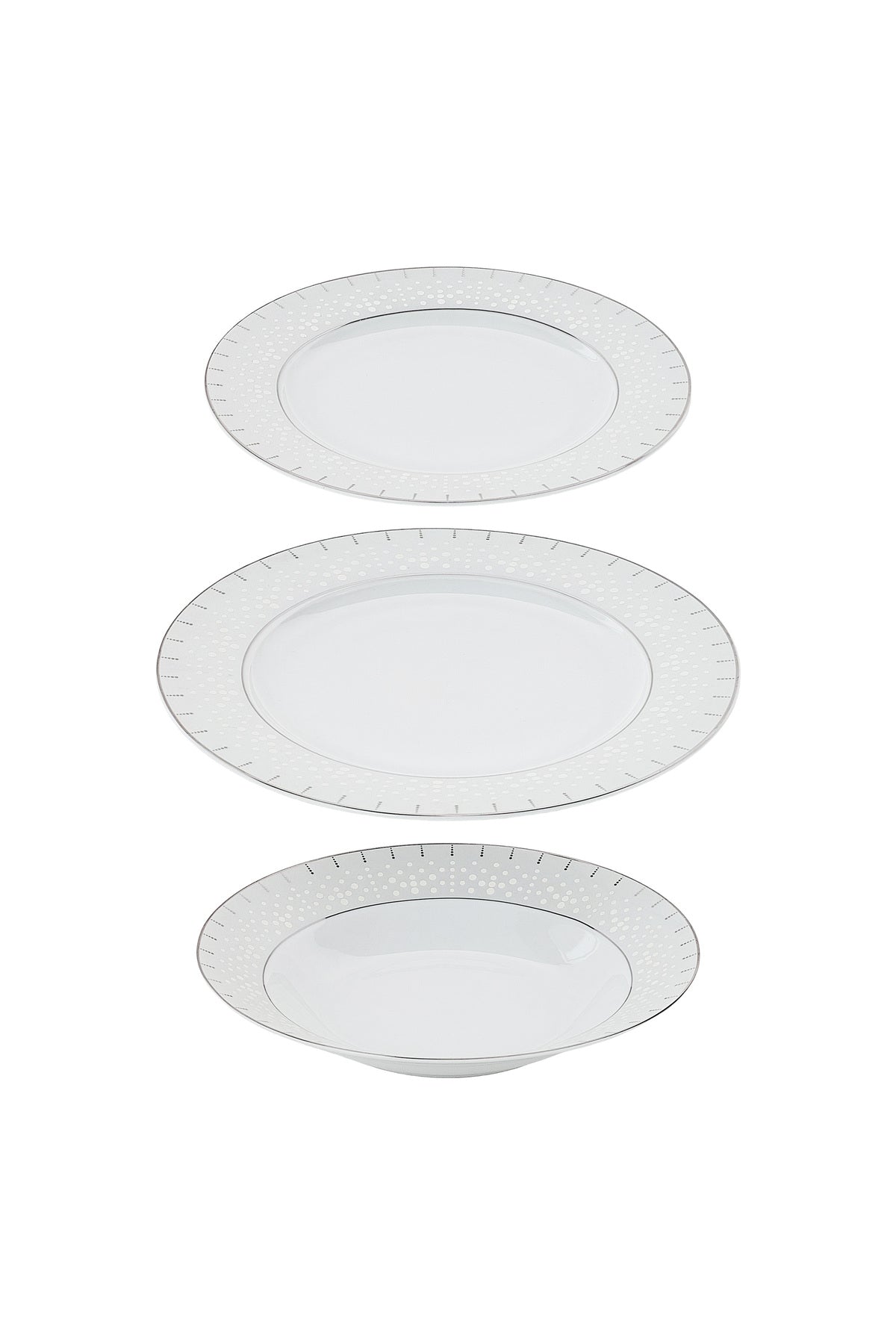 Serviciu de Masă 6 persoan Starlight Silver din Porțelan 18 Piese, Design Modern și Bordură Arginti