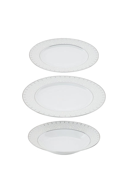Serviciu de Masă 6 persoan Starlight Silver din Porțelan 18 Piese, Design Modern și Bordură Arginti