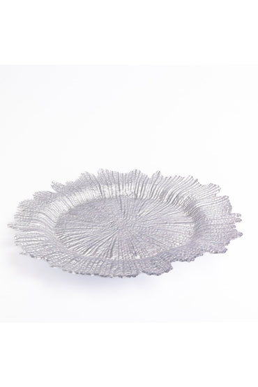 Farfurie Suport Sticlă Silver Bloom – Design Texturat Argintiu, 35cm