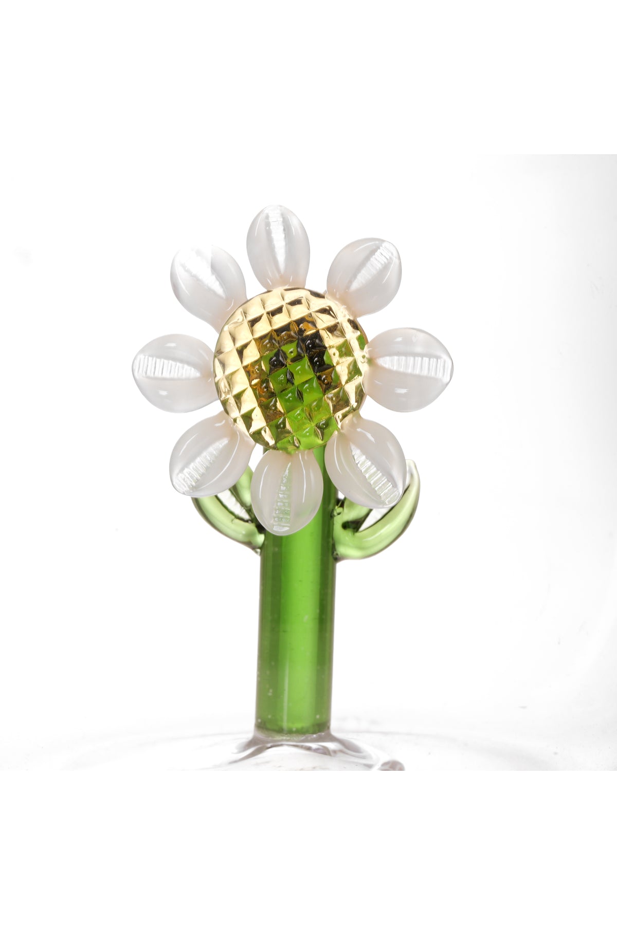 Cană din Sticlă "Sole" cu Floare Decorativă Albă – 350 ml