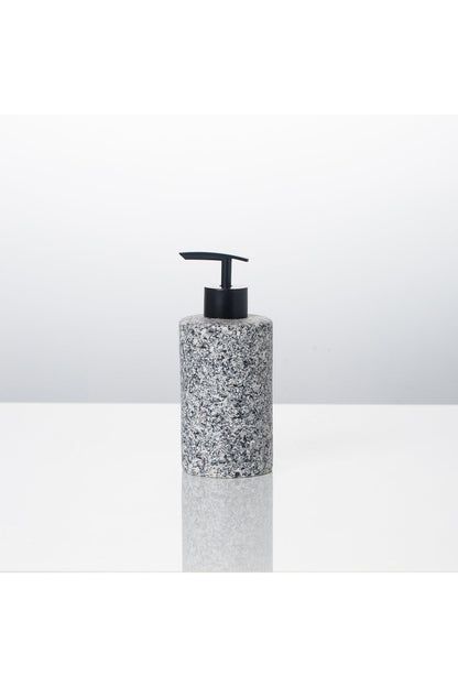 Dozator săpun Granite din porțelan, textură granit, finisaj negru mat, elegant pentru baie premium.