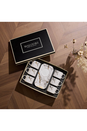 Set de 6 cești cu 6 farfurioare platou dreptunghiular, porțelan, 180 ml - Sprinkles collection