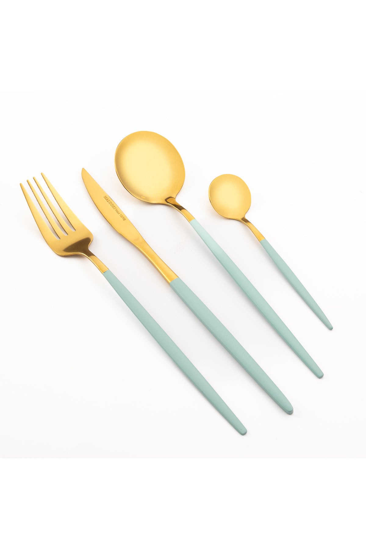 Set tacâmuri 24 piese inox 18/10 auriu bicolor – linguri, furculițe, cuțite
