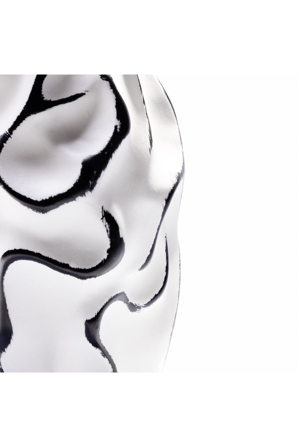Vază Ceramică – Alb și Negru cu Design Abstract Ondulat - 20 cm