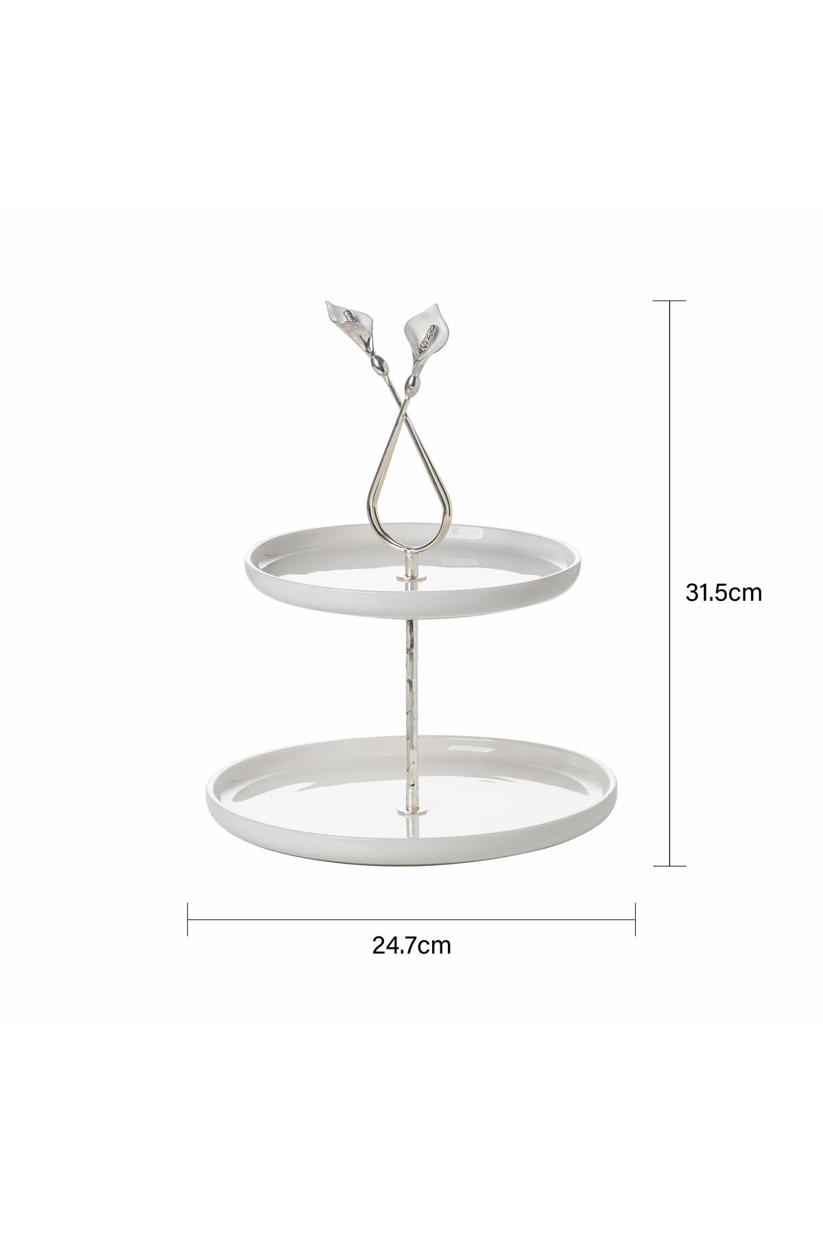 Platou etajat rotund Candy Bar din Porțelan cu Suport Metalic - 31.5 cm