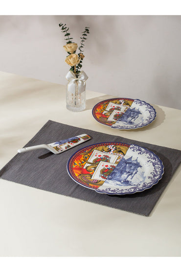 Set tort Royal – 6 farfurii desert și farfurie mare porțelan, design baroc eclectic