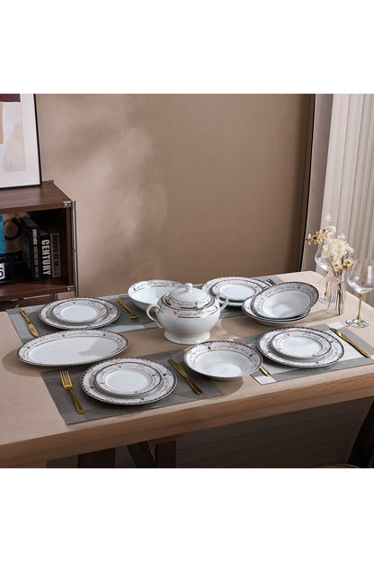 Serviciu de Masă 12 Persoane Onyx Royal Gold din Porțelan, 40 piese, Design Baroc Negru cu Aur