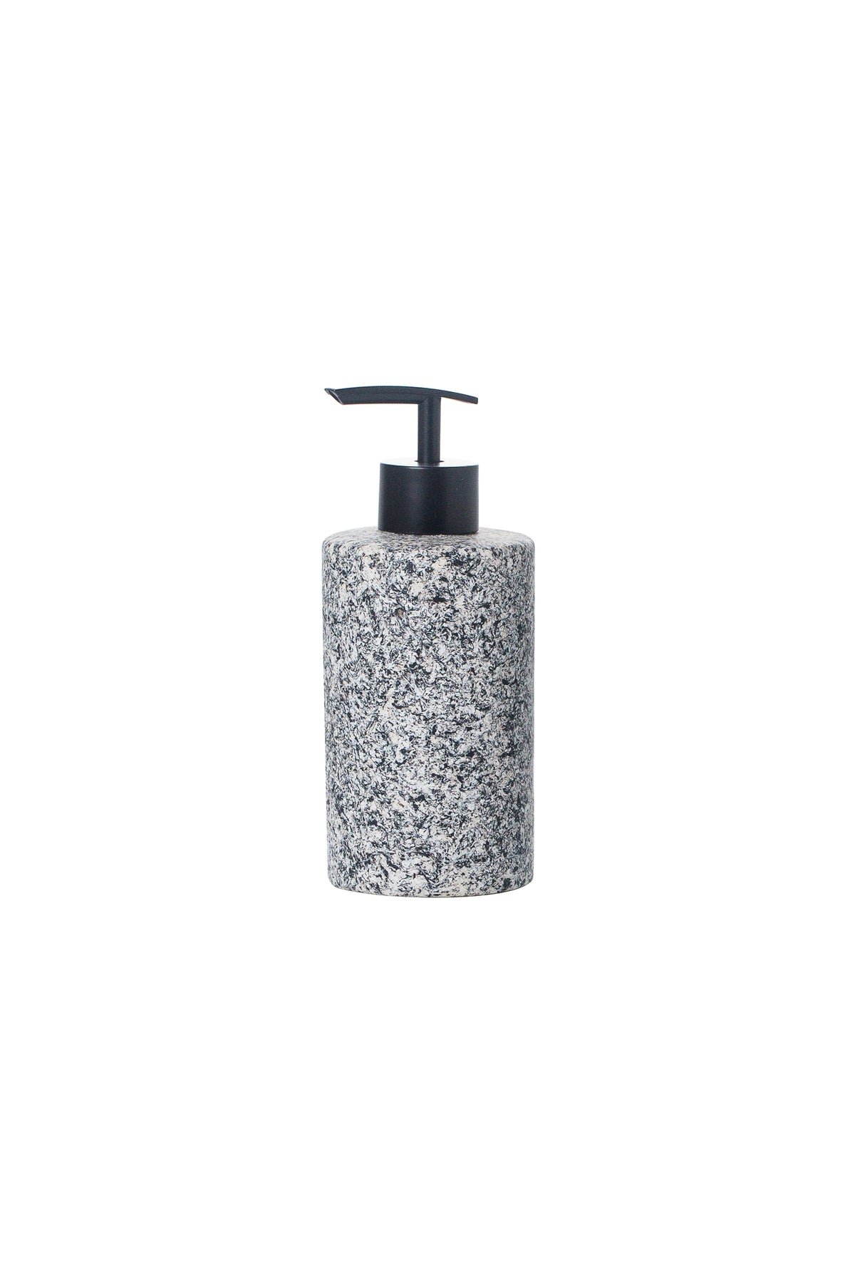 Dozator săpun Granite din porțelan, textură granit, finisaj negru mat, elegant pentru baie premium.