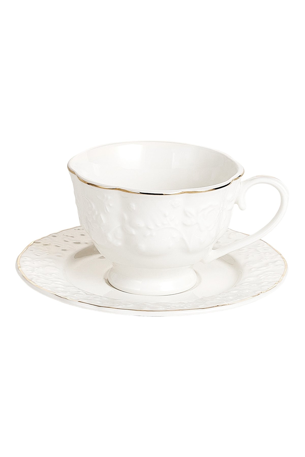 Set Serviciu Cafea "Lux" 12 Piese, Porțelan Premium Alb, Model Regal - 200 ml