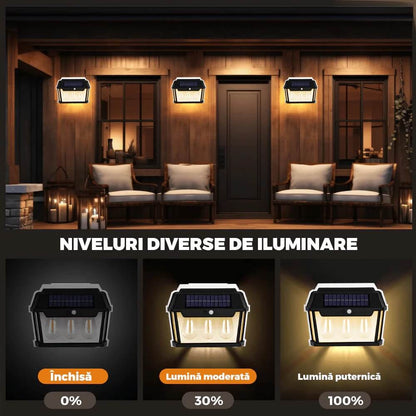 Lampa Solara de Perete LED Tip Felinar Triplu