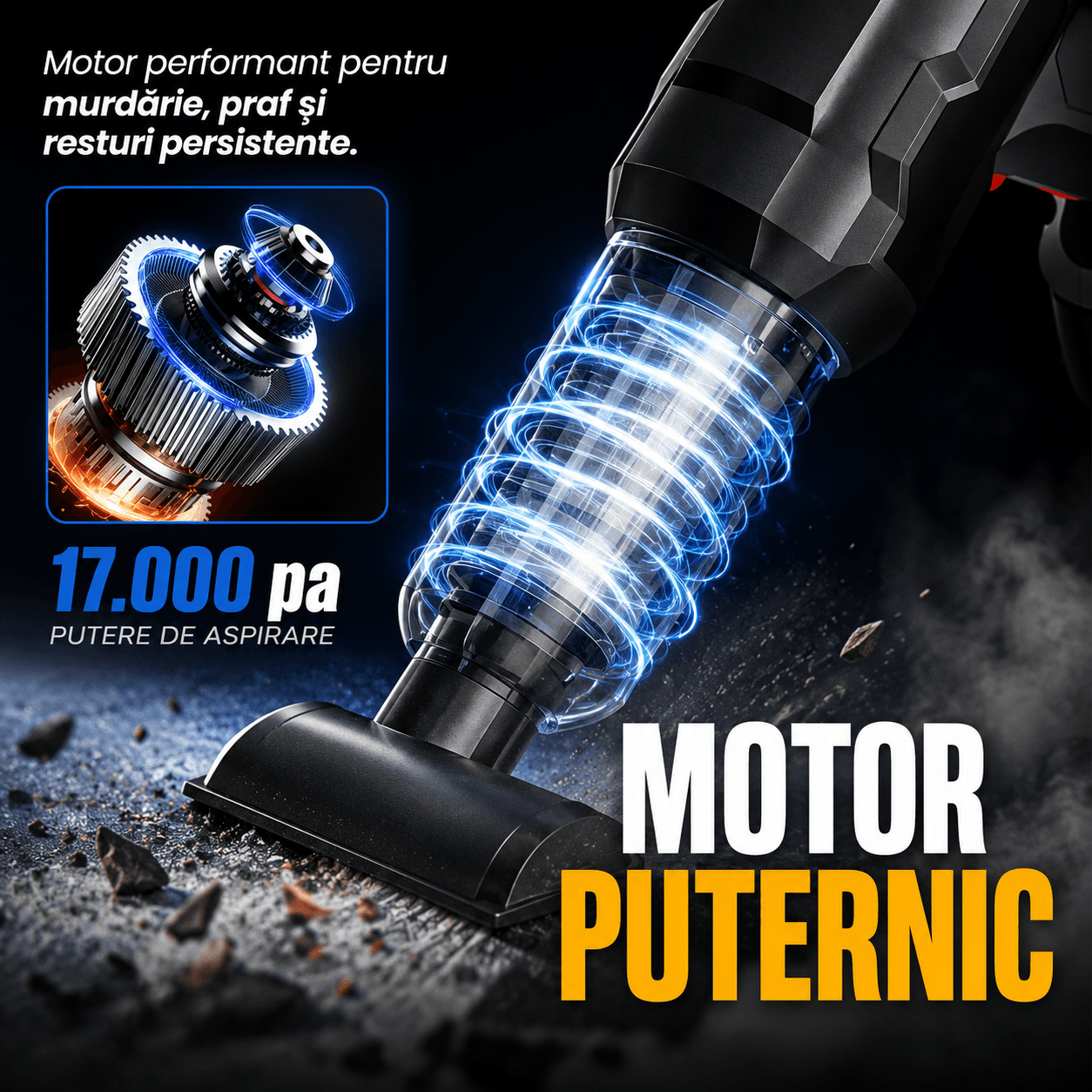 Aspirator Portabil Multifuncțional 4-în-1, Auto și Casă, cu Accesorii
