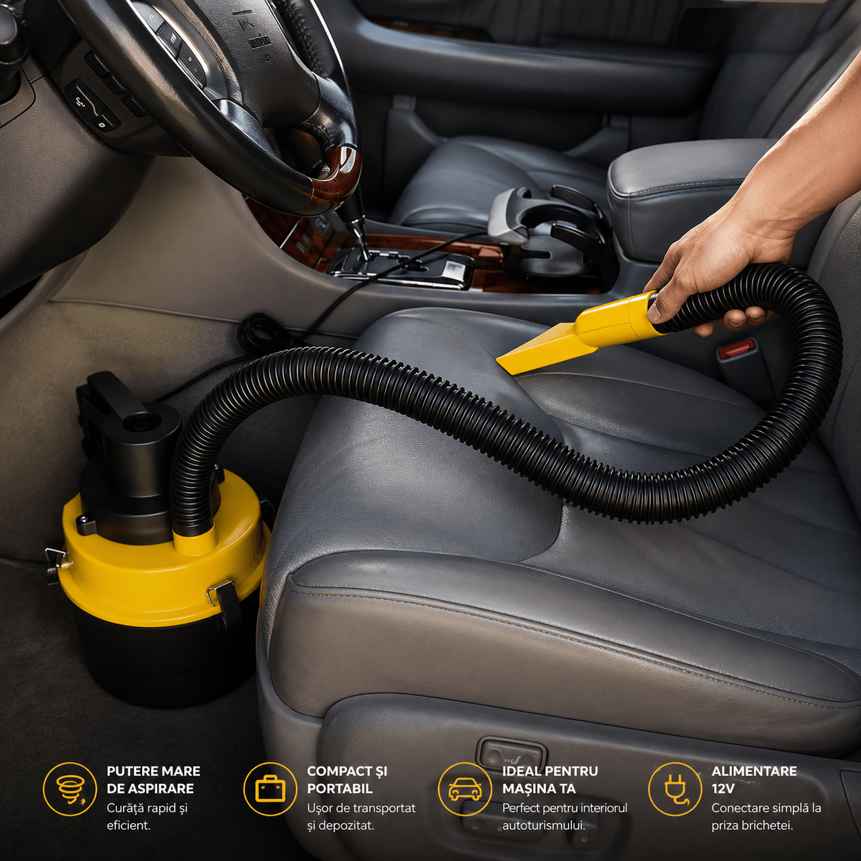 Aspirator Auto Portabi - Alimentare bricheta auto 12 V