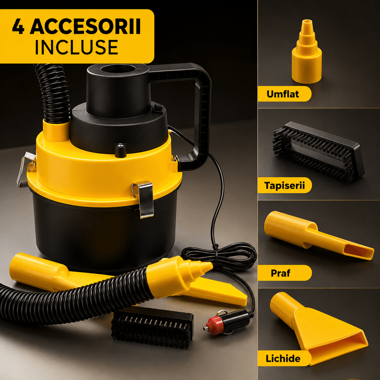 Aspirator Auto Portabi - Alimentare bricheta auto 12 V
