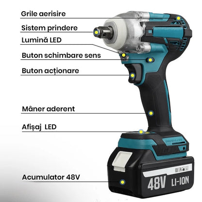 Set masina de gaurit si insurubat cu impact - 48V, 4500rpm, 330Nm