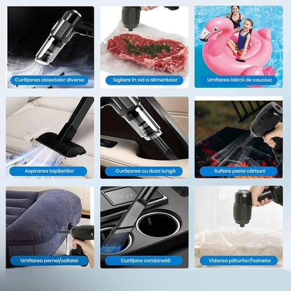 Aspirator Portabil Multifuncțional 4-în-1, Auto și Casă, cu Accesorii