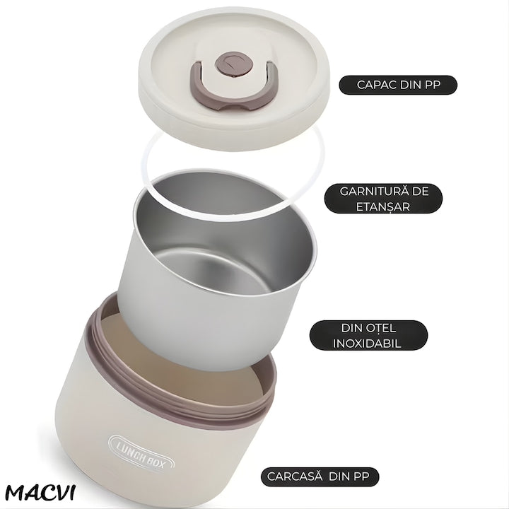 Caserole termice pentru mancare cu geanta si tacamuri